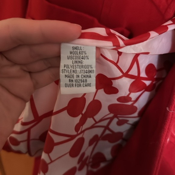 VintageTulle Red Wool Peacoat with Cherry 🍒 Lining - Picture 4 of 6